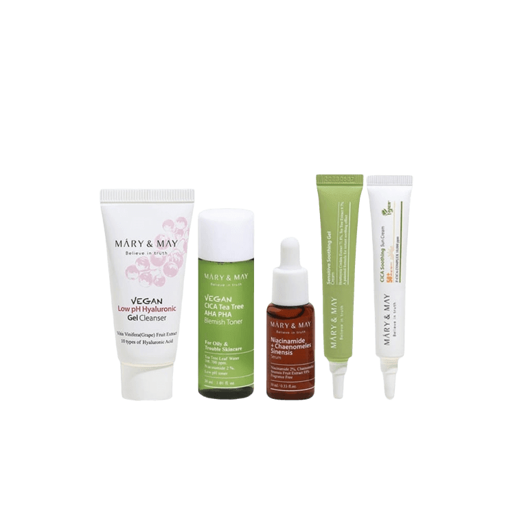 Mary & May – Soothing Trouble Care Travel Kit, 30ml+30ml+10ml+12g+12g - Love your skin